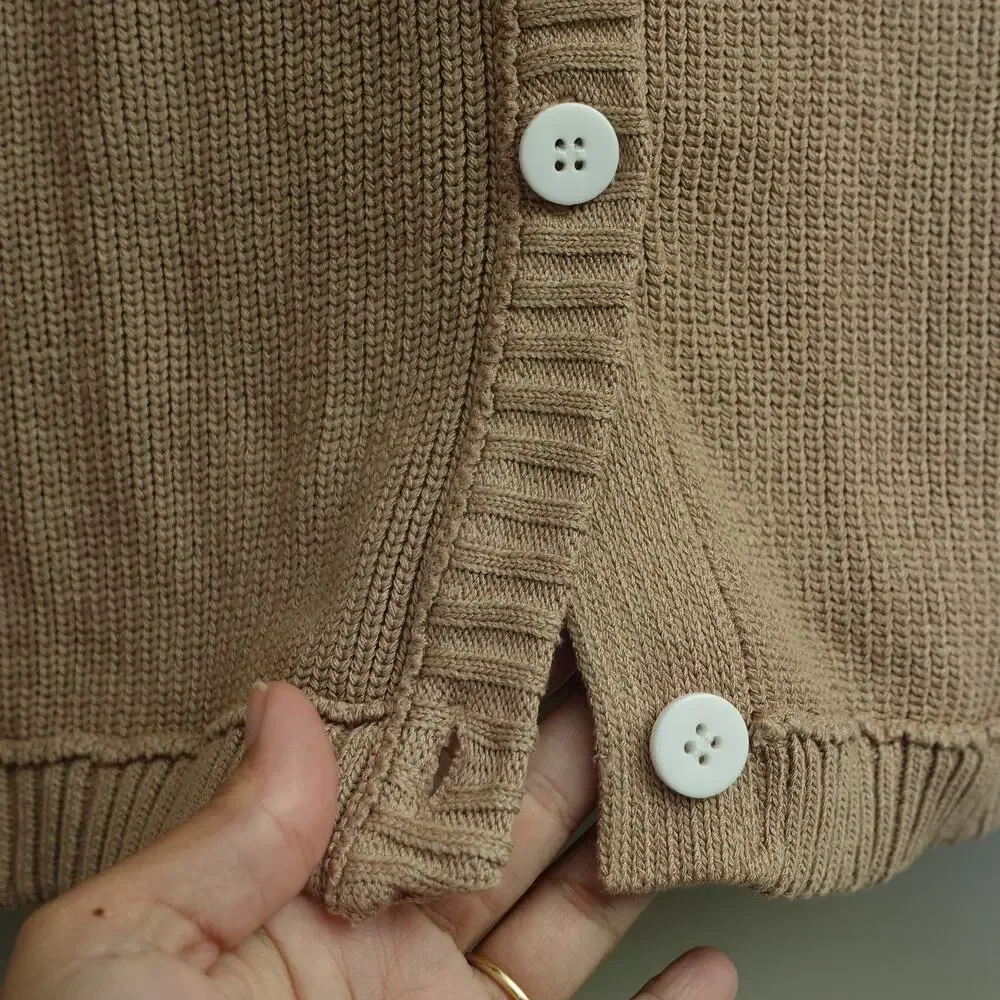 NWT Fashion Womens Ribbed Cardigan Sweater Viscose Button Front Brown Size S - Picture 4 of 6